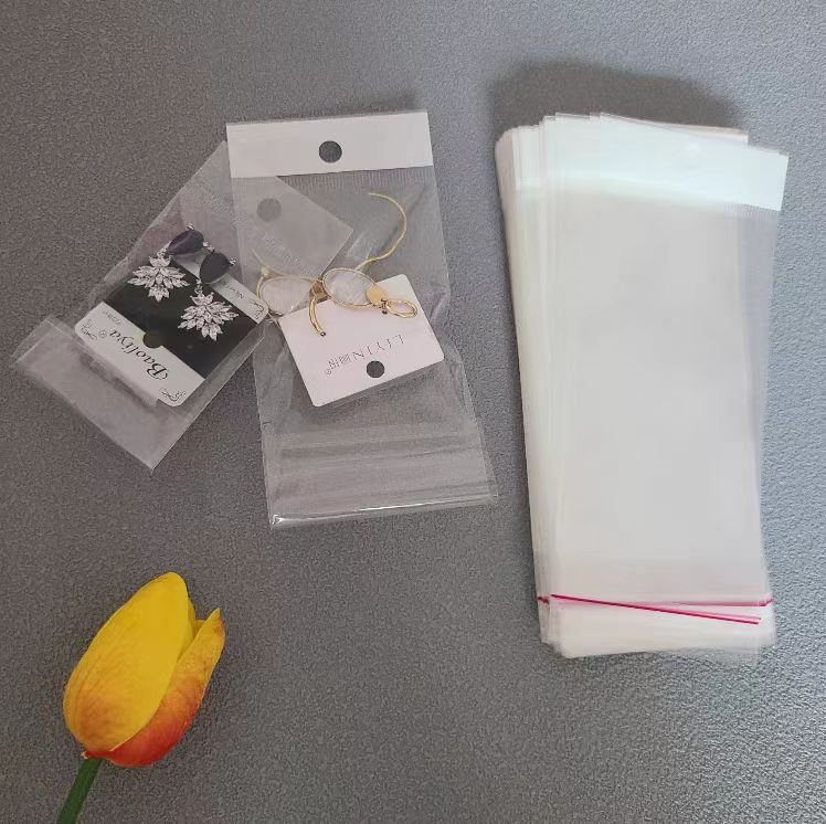 OPP Pearl Film Card Head Bag Hanging Hole Self-adhesive Bag Earrings Jewelry Bag White Card Head Transparent Plastic Bag