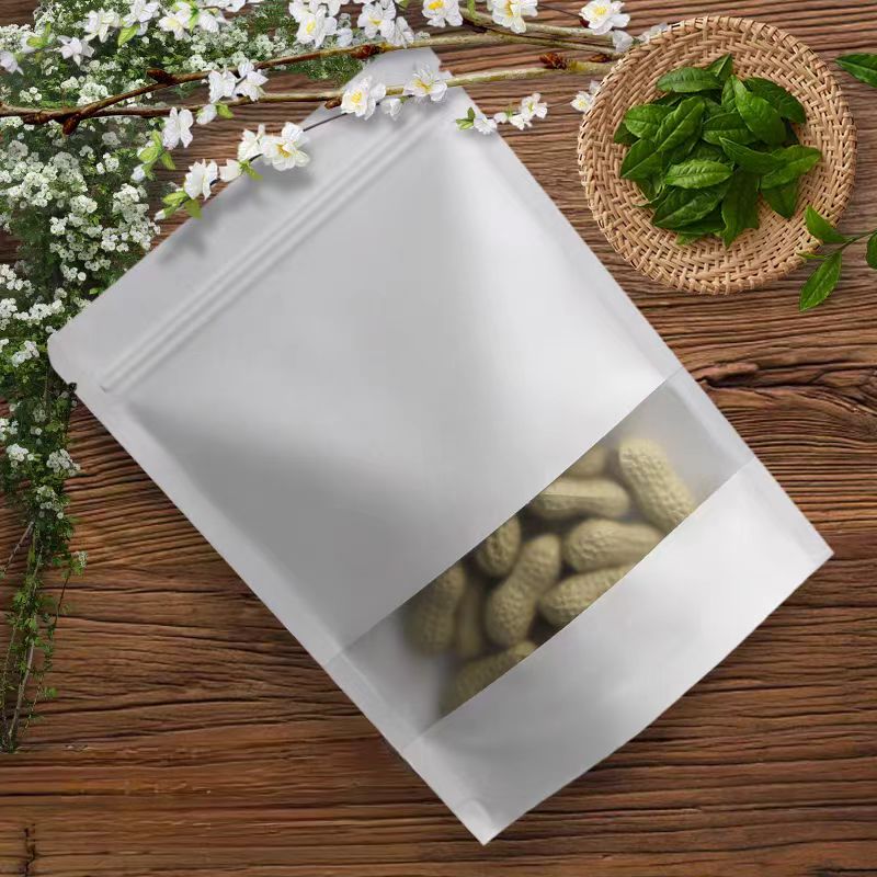 Custom Kraft Paper Bag flat Bottom Ziplock Bag Food Bag Nut Snack Sealed Bag Melon Seed Moisture-proof Bag Various Logo Customization