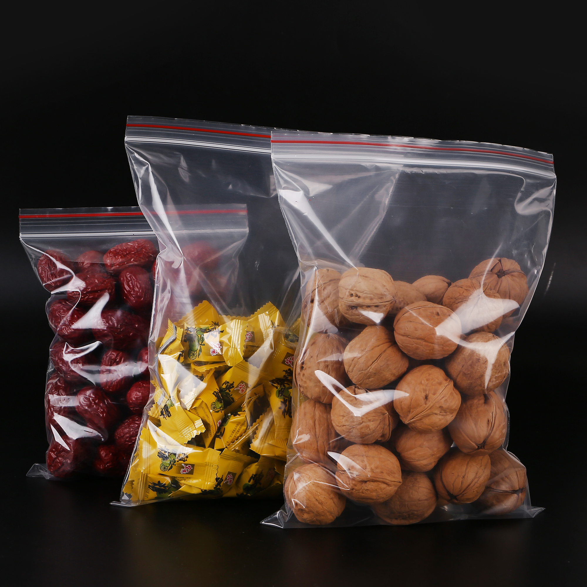 Customization Food Grade  Clear Transparent Plastic Reclosable Zip Bags With Resealable Zipper 