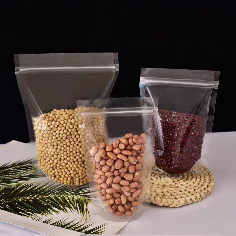 Transparent Self-sealing Self-supporting Food Thickened Snacks Sealed Plastic Packaging Bag Sealing Zipper Three-dimensional Bag